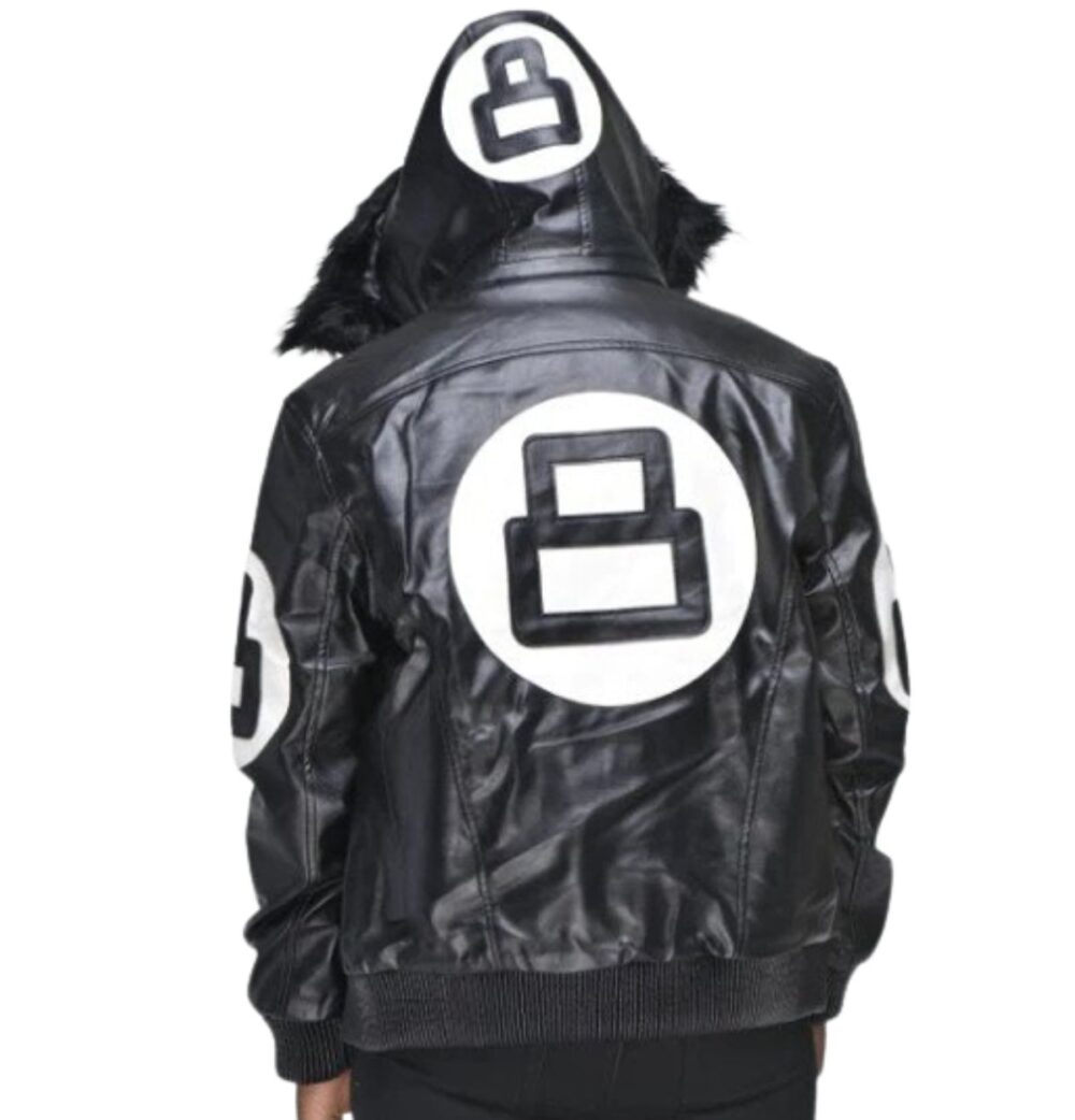 8 Ball David Puddy Black Leather Bomber Jacket 2
