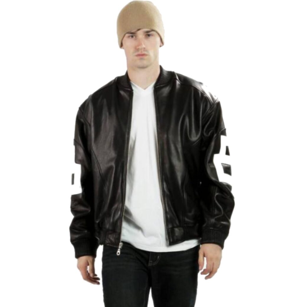 8 Ball Leather Jacket Bomber Style Black Leather Jacket 01