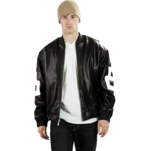 8 Ball Leather Jacket Bomber Style Black Leather Jacket 01