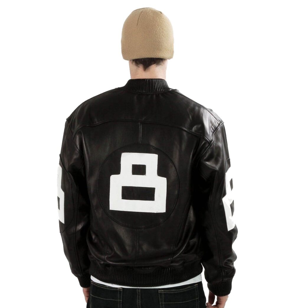 8 Ball Leather Jacket Bomber Style Black Leather Jacket