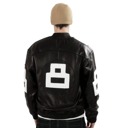 8 Ball Leather Jacket Bomber Style Black Leather Jacket