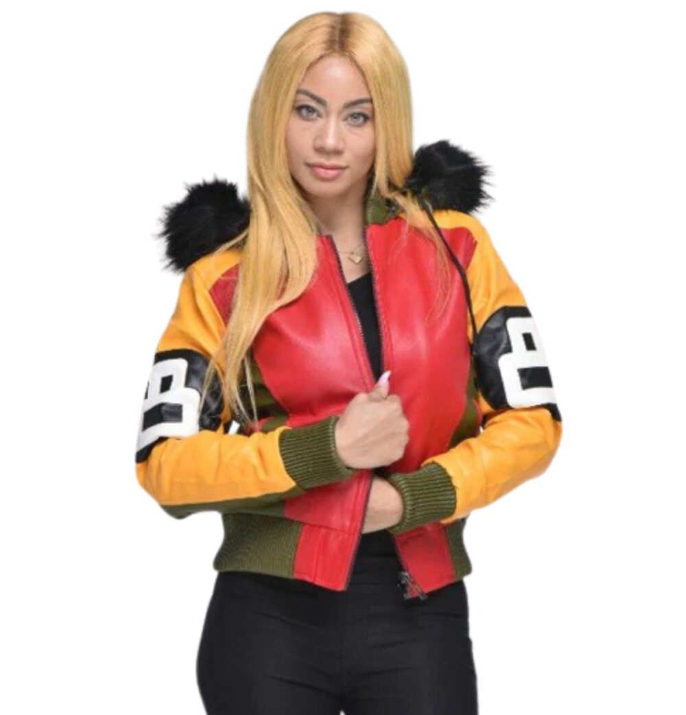 Womens 8 Ball Bomber Leather Jacket 1