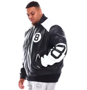 Mens BT 8 Ball Genuine Leather Jackets Black 002