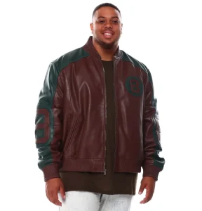 Mens BT 8 Ball Genuine Leather Jackets Brown 0001