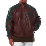 Men's 8 Ball Genuine Leather Jacket B&T Brown/Green