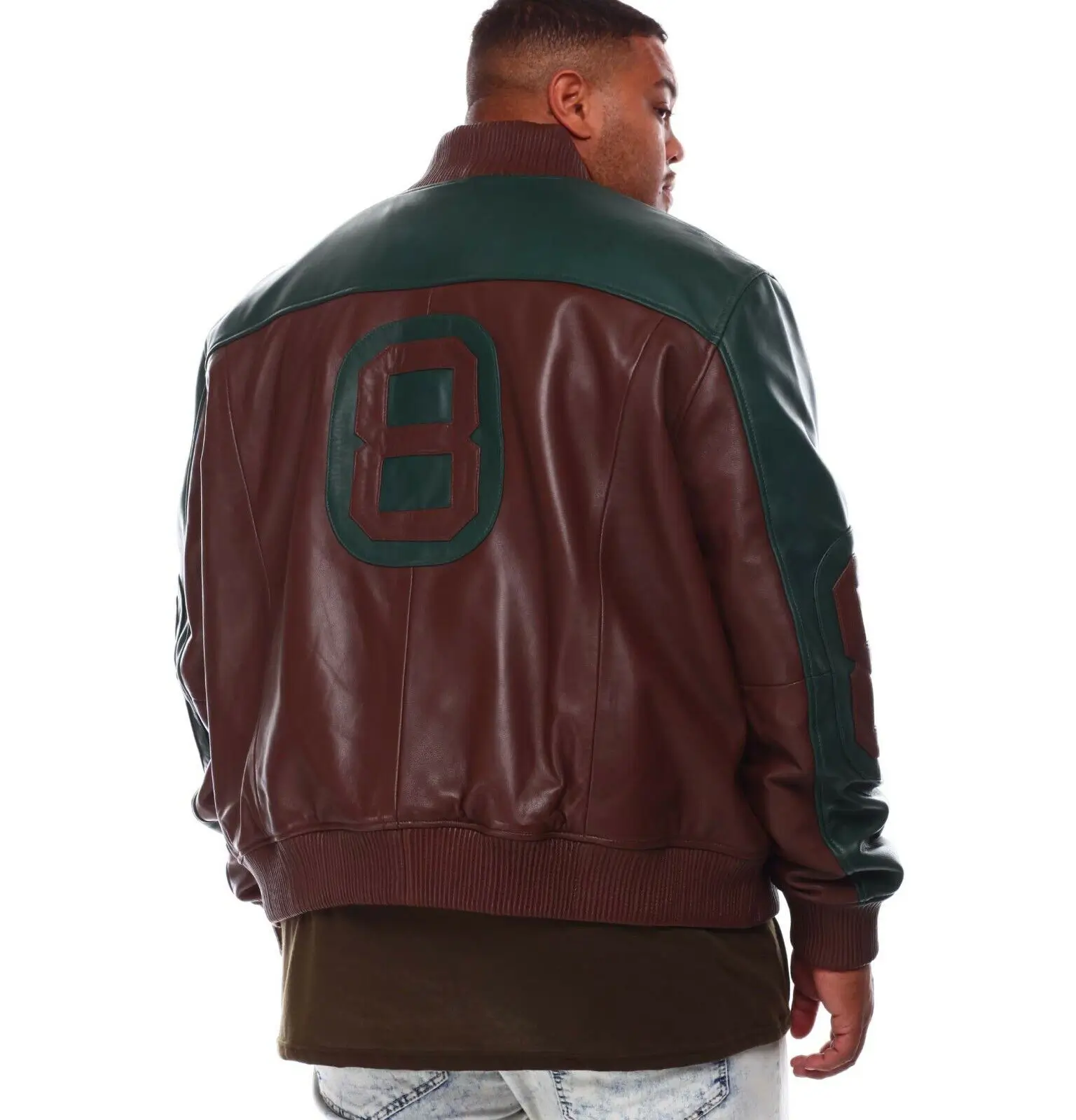 Mens BT 8 Ball Genuine Leather Jackets Brown 003