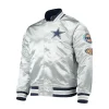5 NFL Dallas Cowboys Full snap Silver Satin Varsity Jacket