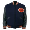 Chicago Bears 1958 Authentic NavyBlack Wool Leather Varsity Jacket 1