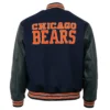 Chicago Bears 1958 Authentic NavyBlack Wool Leather Varsity Jacket 2
