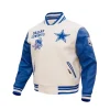 NFL Dallas Cowboys White And Blue Varsity Jacket 00