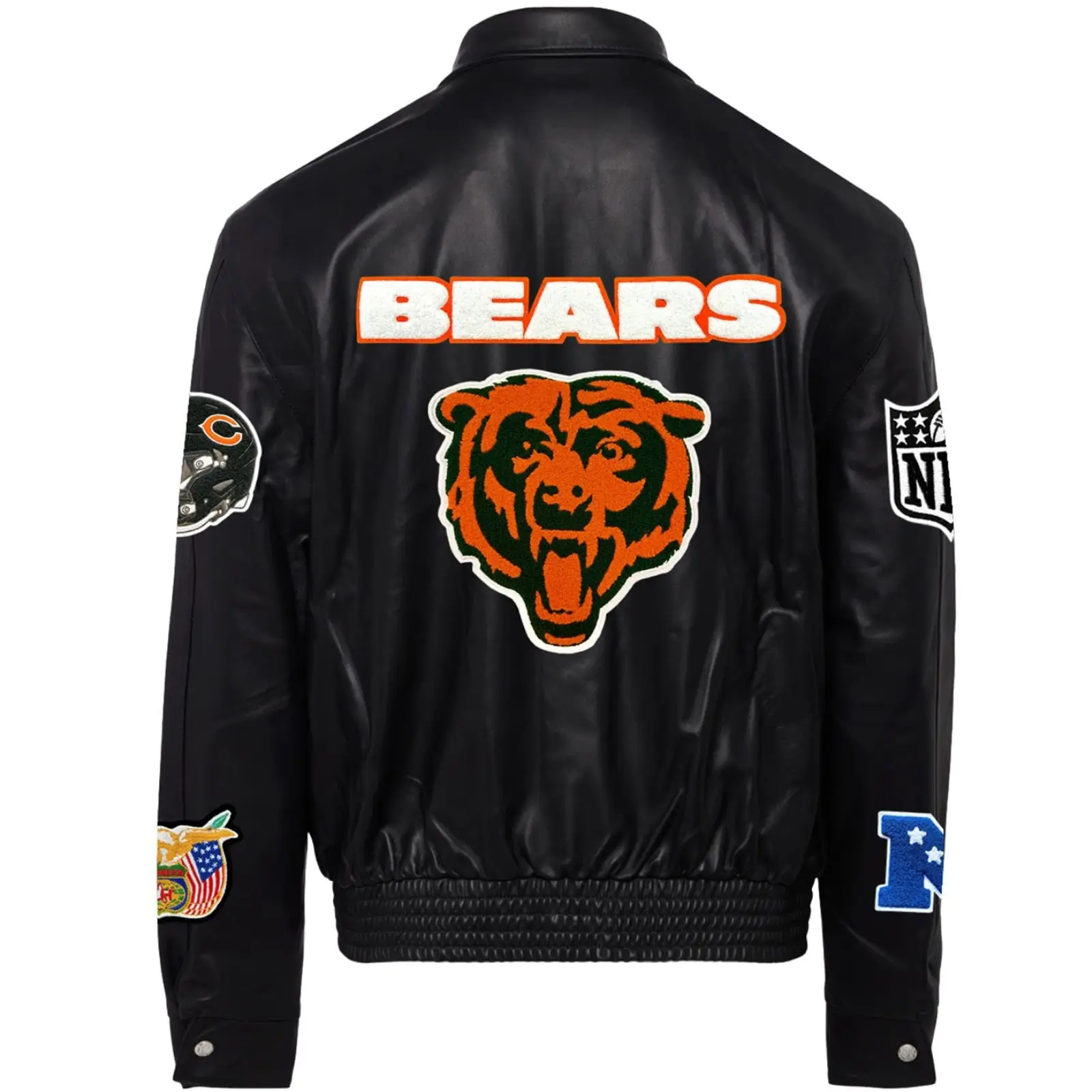 Alternative view of Chicago Bears Jeff Hamilton Full Black Leather Varsity Jacket
