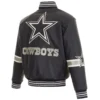 Dallas Cowboys Black Full Bomber Leather Varsity Jacket - Image 2