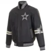 Dallas Cowboys Black Full Bomber Leather Varsity Jacket