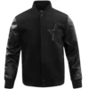 Dallas Cowboys Domestic Triple Black Wool & Leather Varsity Jacket (Sale)