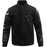 Dallas Cowboys Domestic Triple Black Wool & Leather Varsity Jacket (Sale)