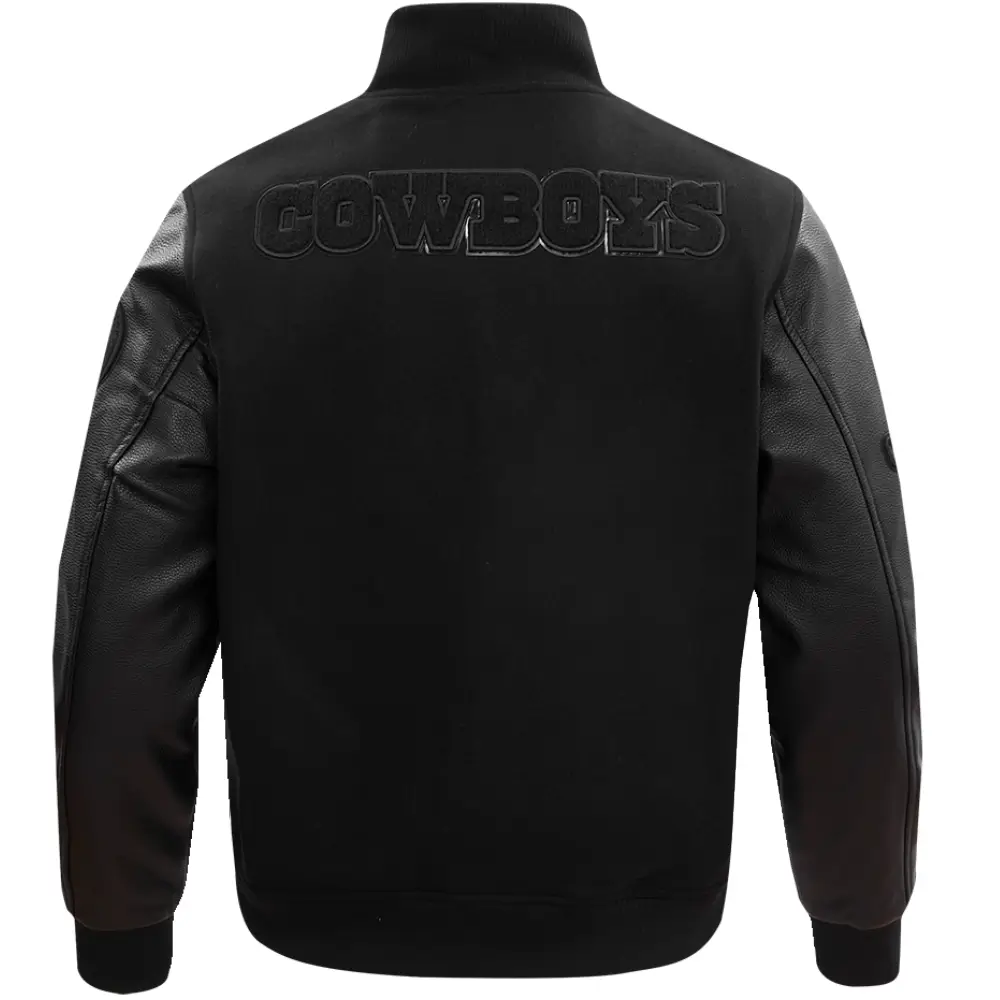 Alternative view of Dallas Cowboys Domestic Triple Black Wool & Leather Varsity Jacket
