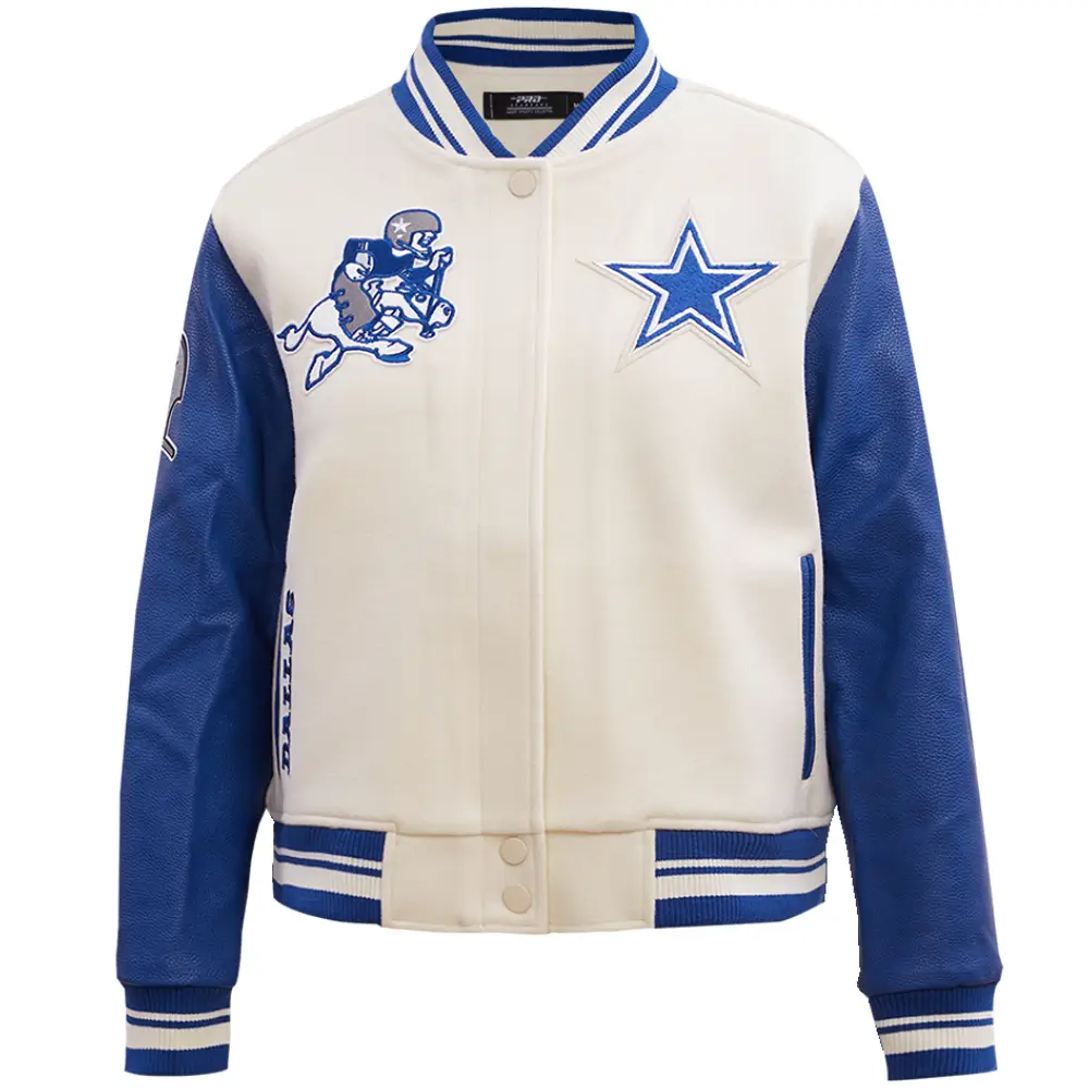 Dallas Cowboys Retro Classic Rib Wool & Leather Varsity Jacket