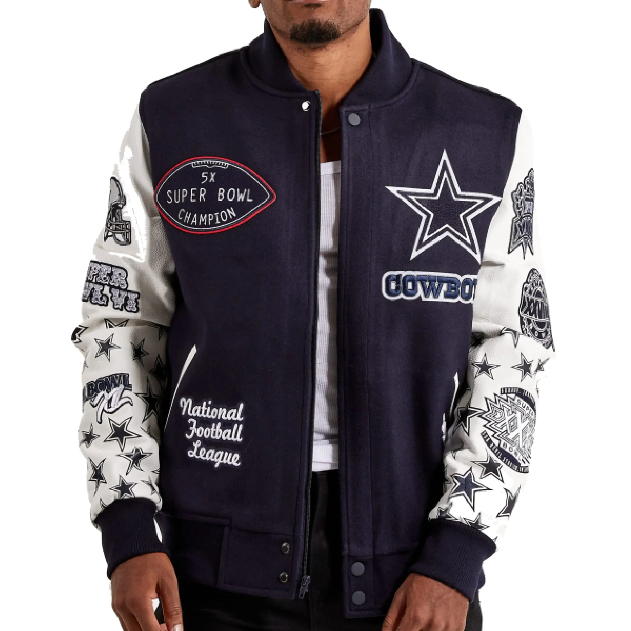Dallas Cowboys Mashup Wool & Faux Leather Varsity Jacket