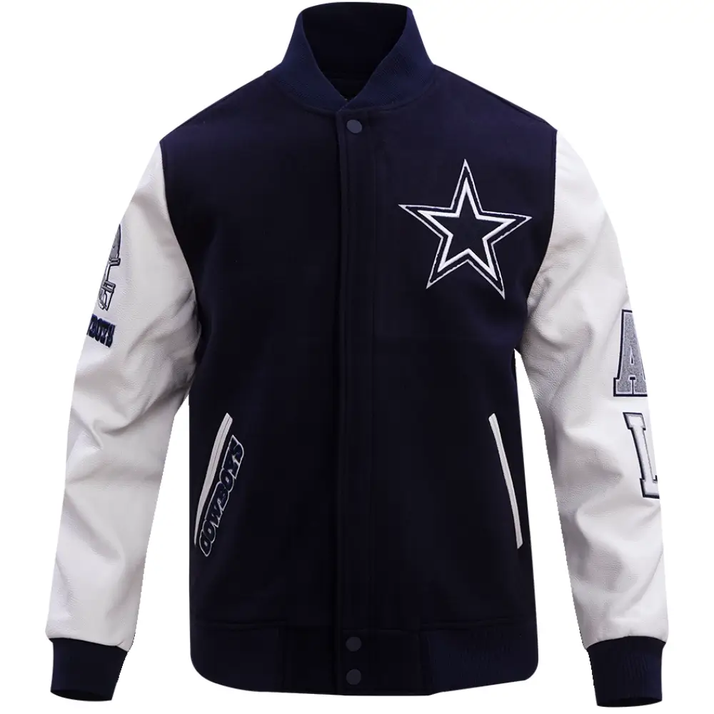 Dallas Cowboys Classic Wool & Leather Varsity Jacket Navy & White