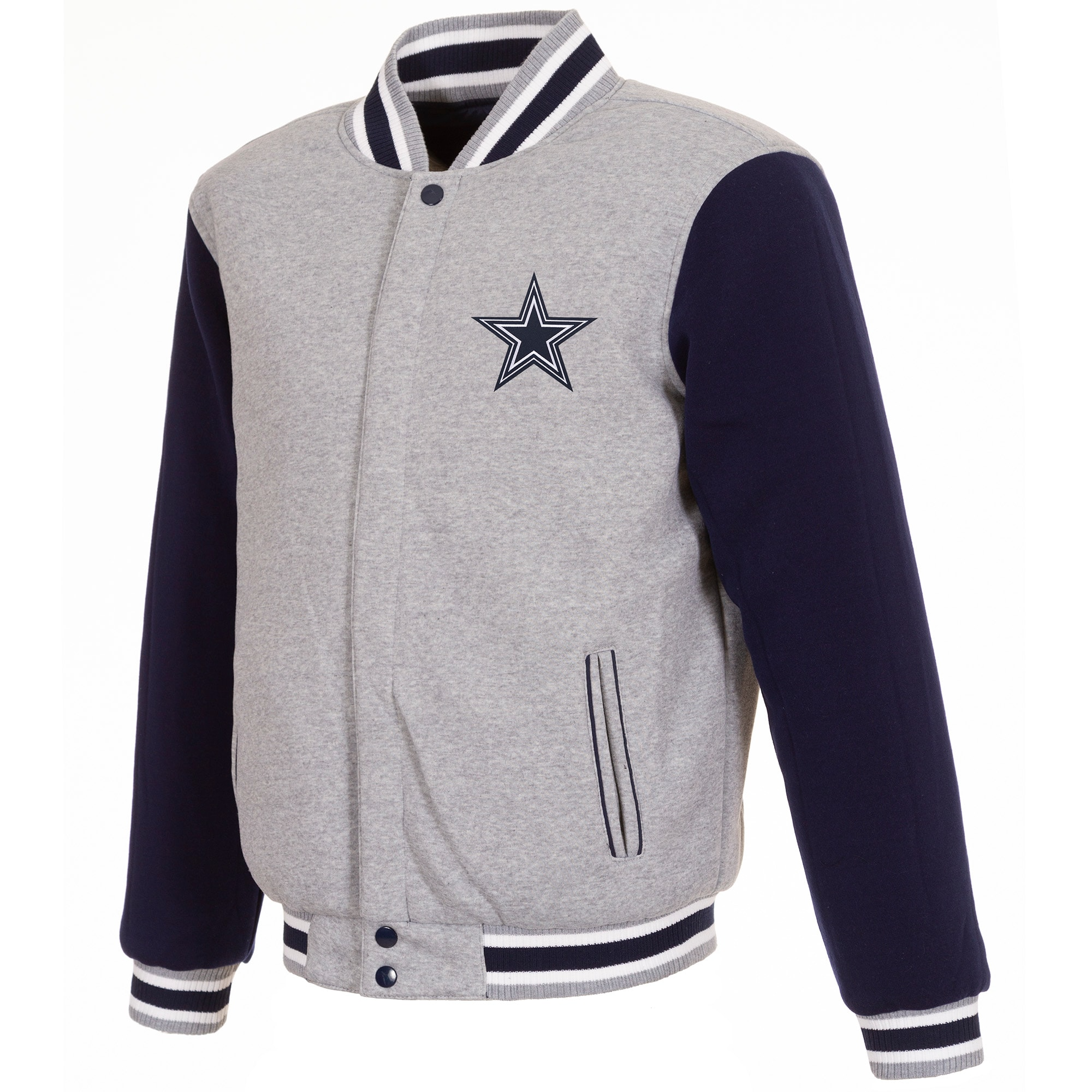 Dallas Cowboys Two Tone Wool Varsity Jacket Gray & Navy