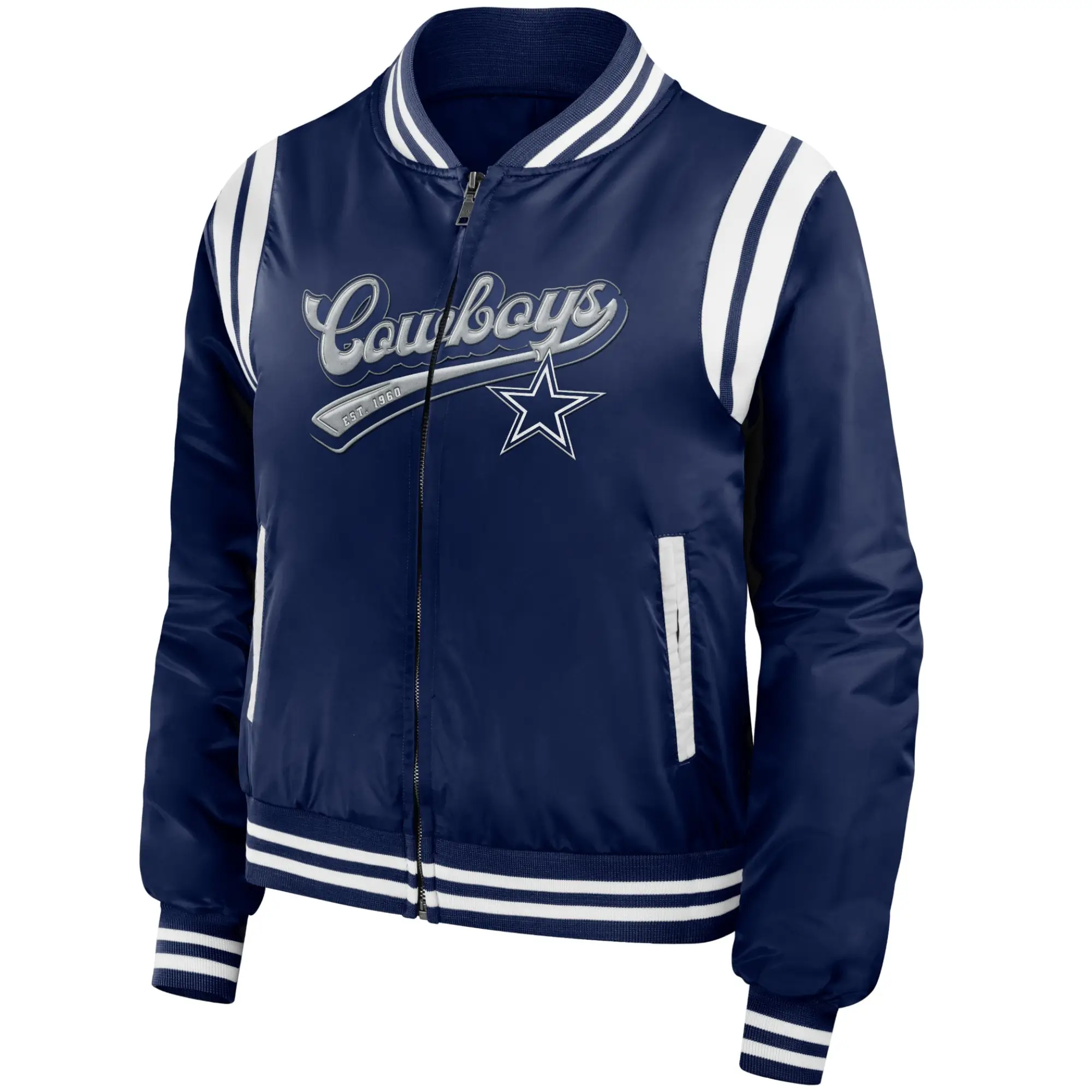 Dallas Cowboys Full-Zip Varsity Satin Jacket