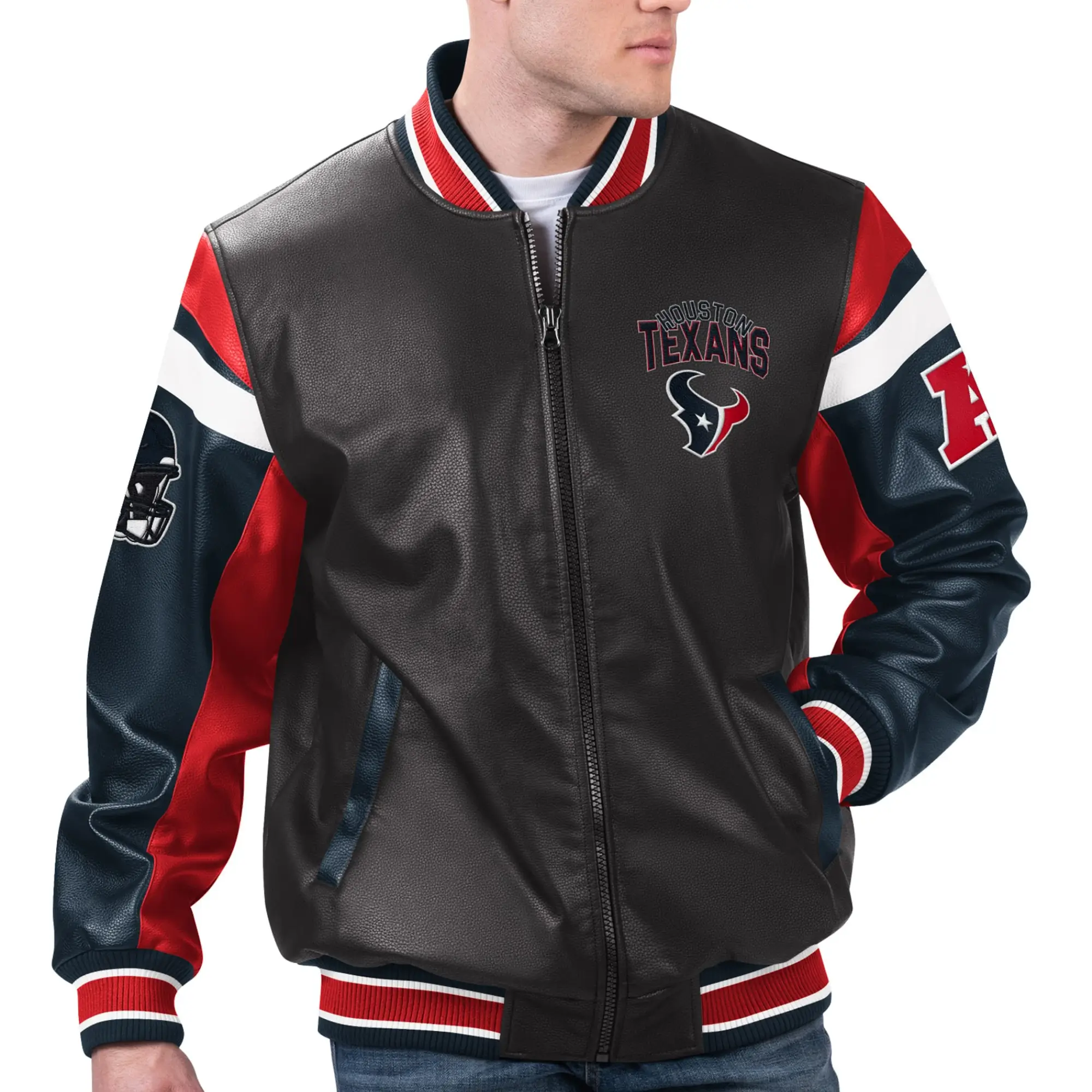 Houston Texans G-III Sports by Carl Banks Full-Zip Leather Varsity
