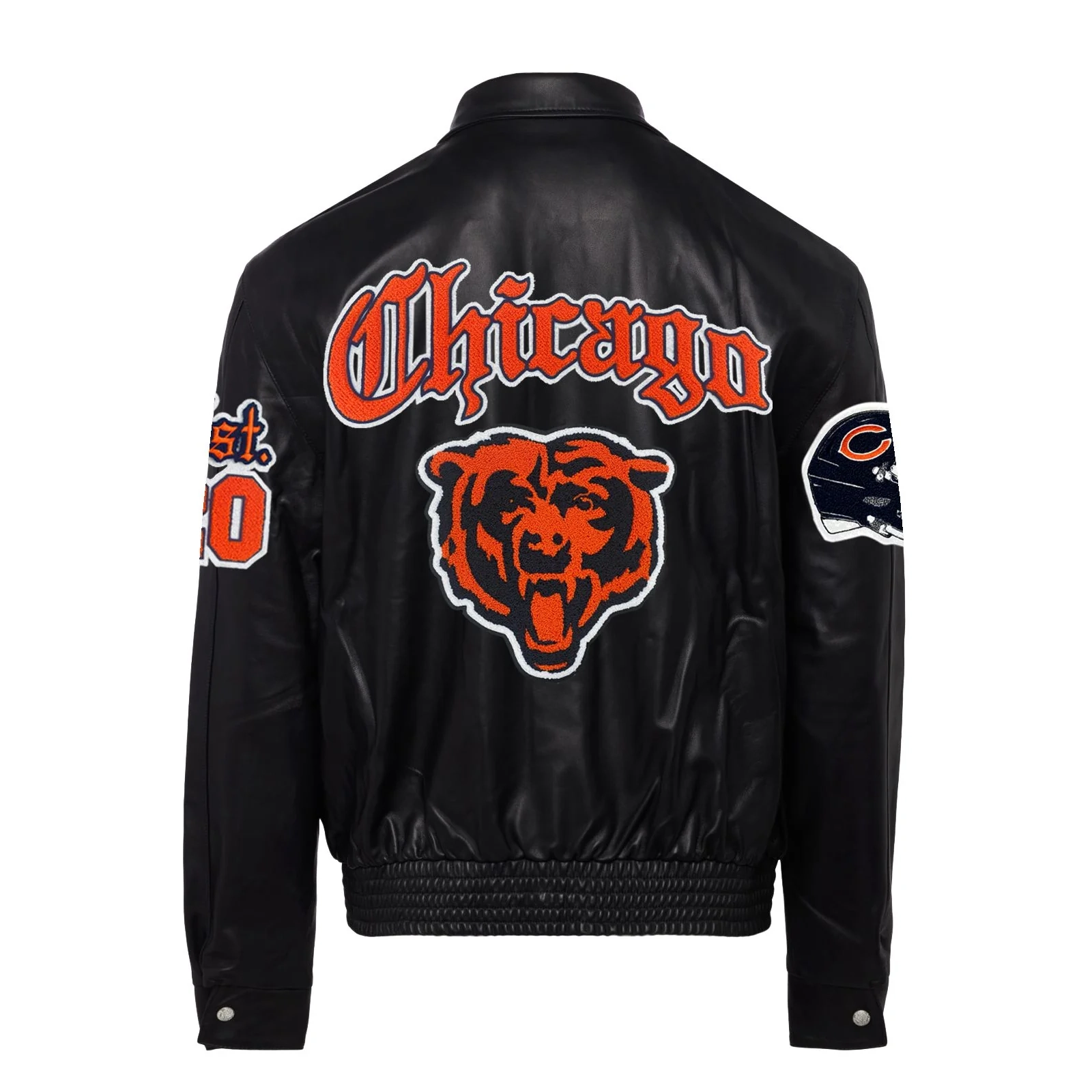 Alternative view of Chicago Bears Full Real Leather Old English Black Jacket