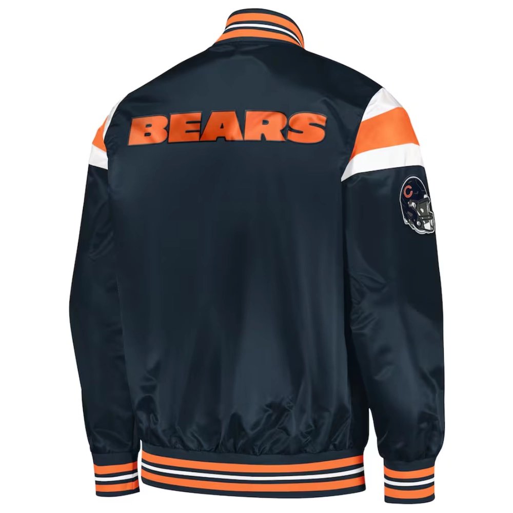 Alternative view of Chicago Bears Full-Snap Satin Navy Varsity Jacket
