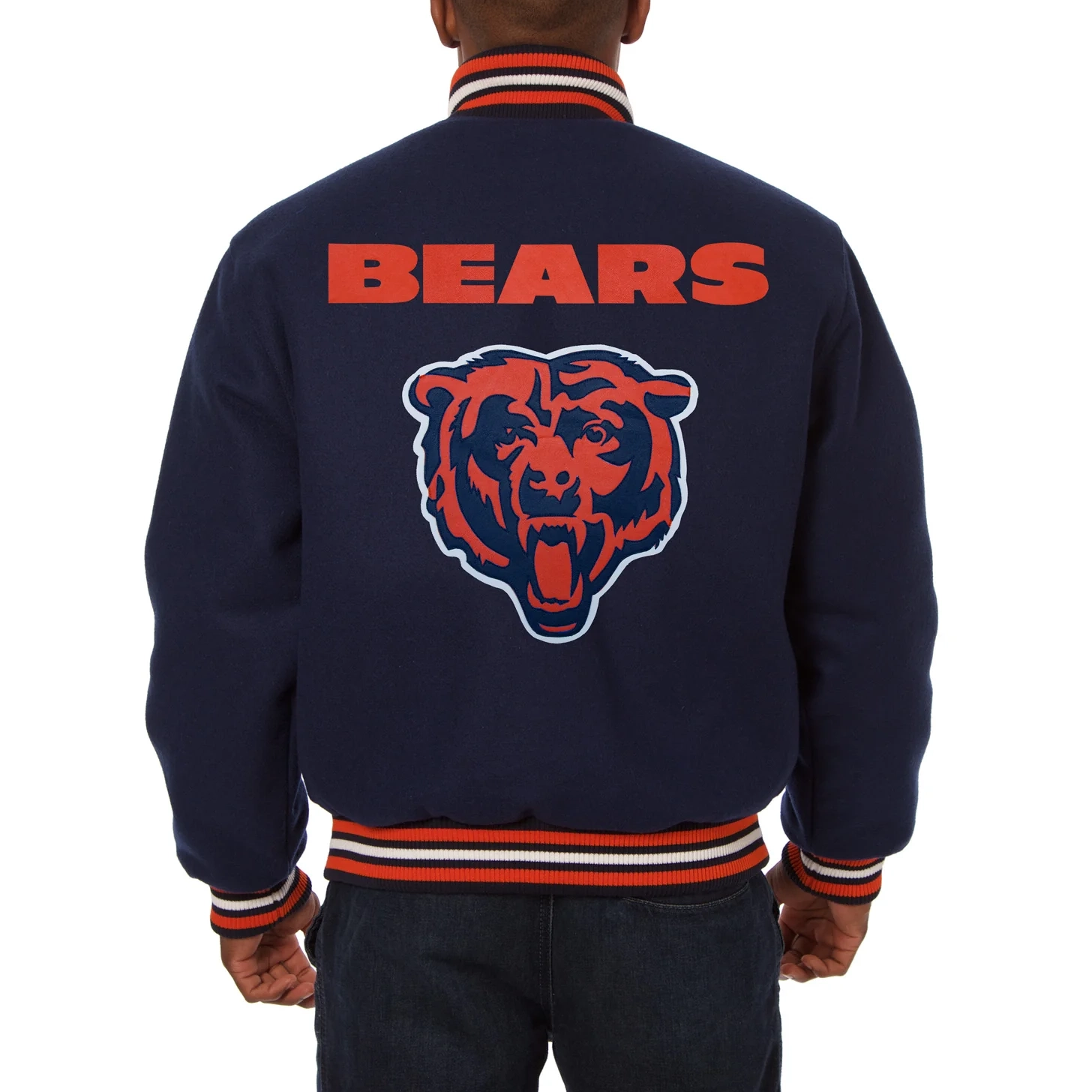 Alternative view of Chicago Bears One Color Handmade Full - Wool Navy Varsity Jacket