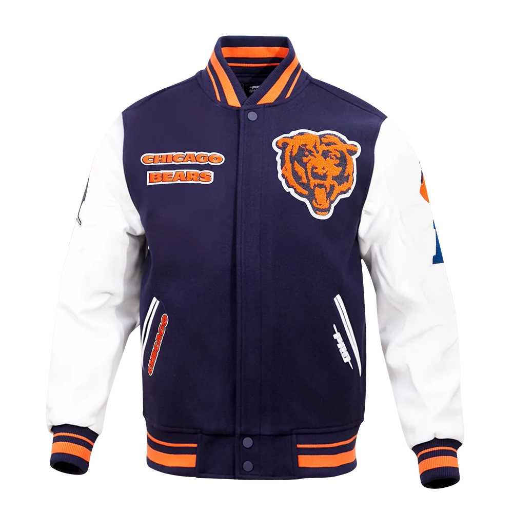 Alternative view of Chicago Bears Retro Classic Wool & Leather Varsity Jacket