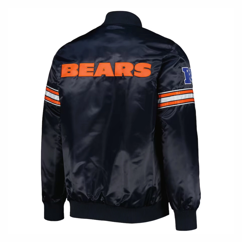 Alternative view of Chicago Bears Pick & Roll Full-Snap Satin Navy Varsity Jacket