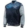 Dallas Cowboys Enforcer Full-Snap Satin Navy/Gray Varsity Jacket