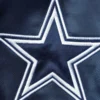 Dallas Cowboys Enforcer Full-Snap Satin Navy/Gray Varsity Jacket - Image 3