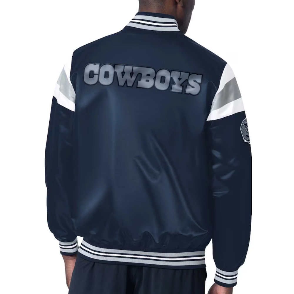 Alternative view of Dallas Cowboys Full-Snap Satin Navy Varsity Jacket