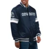 Dallas Cowboys Home Game Full-Snap Satin Navy Varsity Jacket