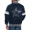 Dallas Cowboys Home Game Full-Snap Satin Navy Varsity Jacket - Image 2