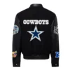 Dallas Cowboys Jeff Hamilton Black Wool & Leather Varsity Jacket - Image 2