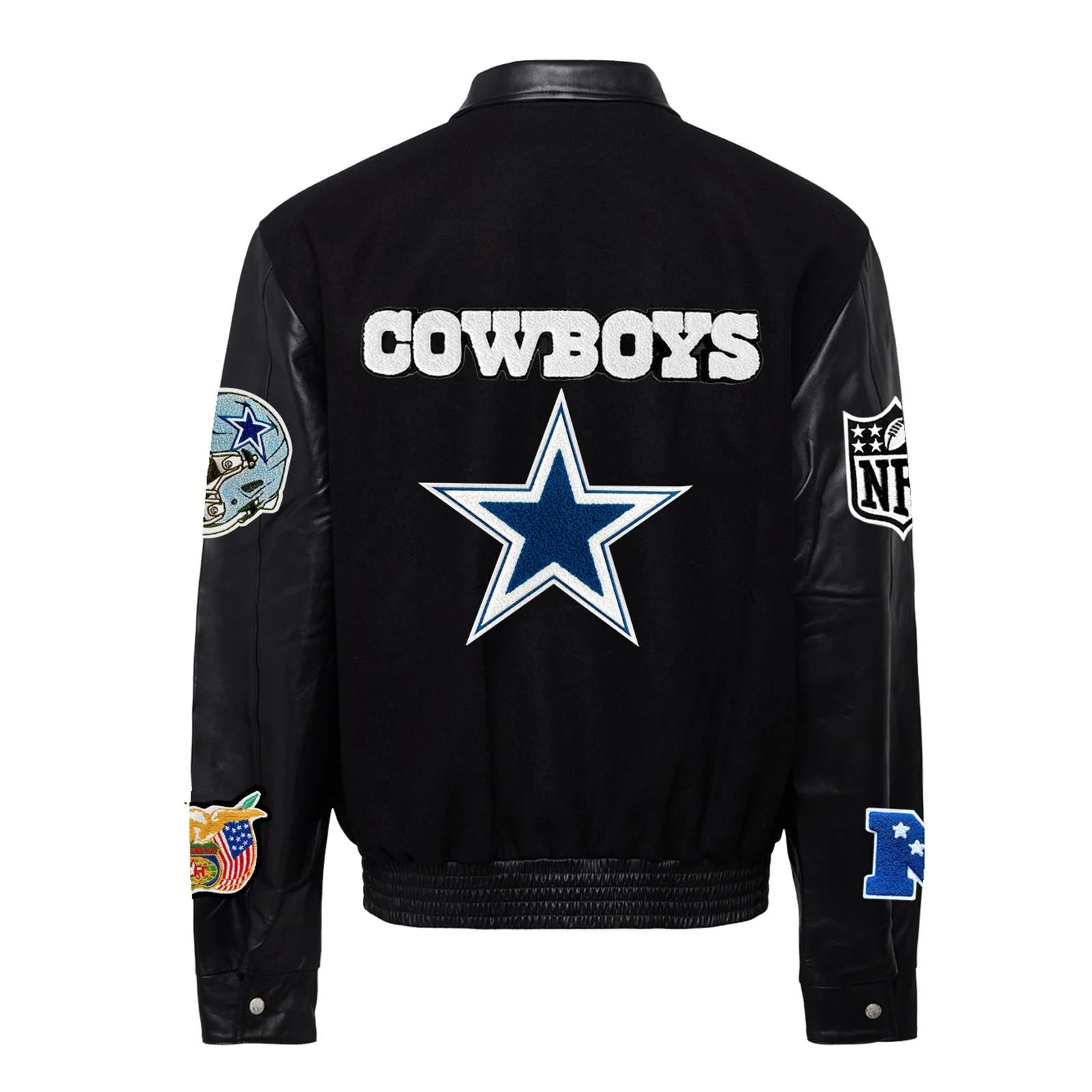Alternative view of Dallas Cowboys Jeff Hamilton Black Wool & Leather  Varsity Jacket