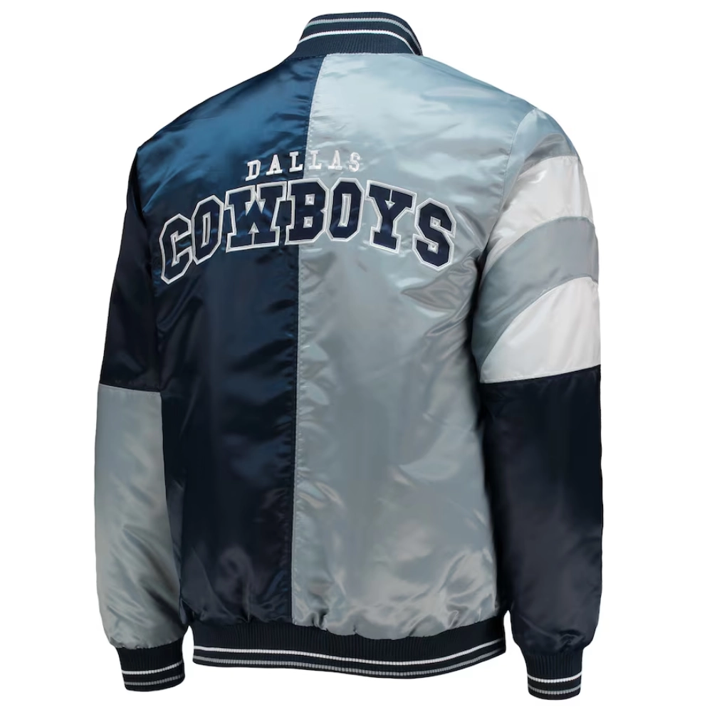 Alternative view of Dallas Cowboys Leader Satin Grey/Navy Varsity Jacket