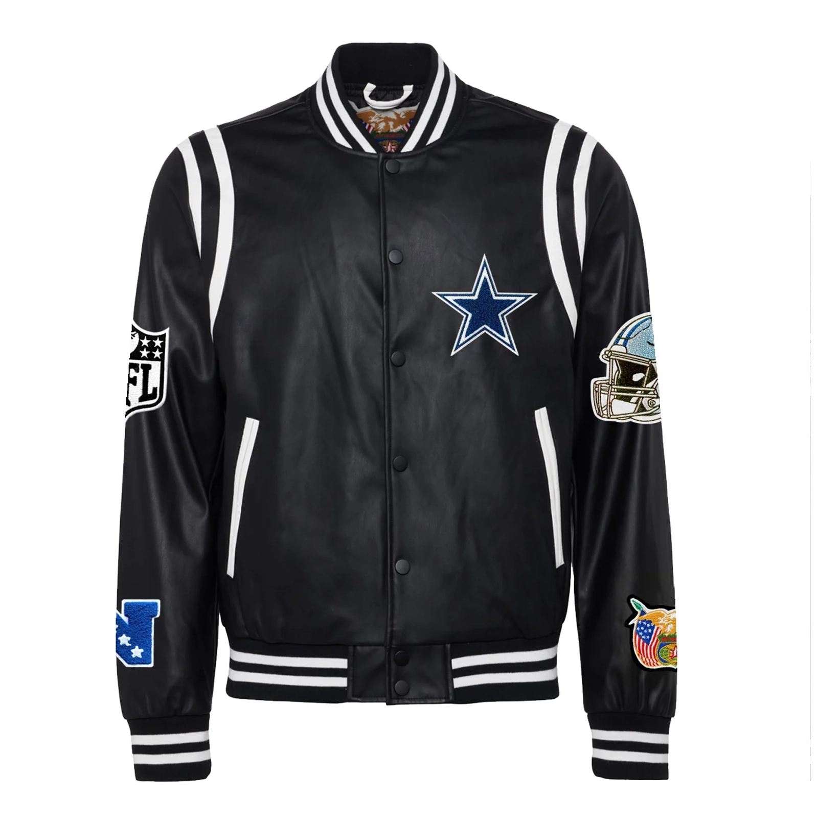 Dallas Cowboys Full Leather Black Varsity Jacket - Black