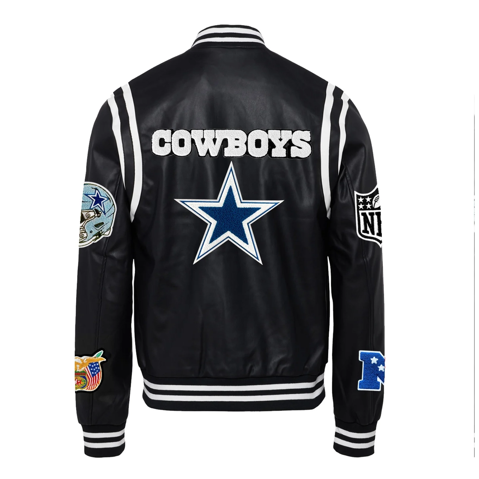 Alternative view of Dallas Cowboys Full Leather Black Varsity Jacket - Black