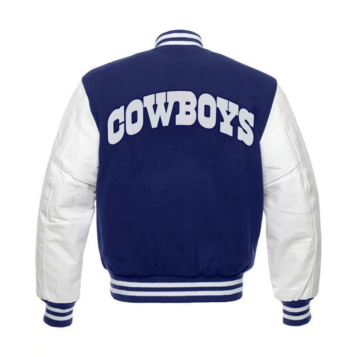 Alternative view of Dallas Cowboys Letterman Wool & Leather  White/Blue Varsity Jacket