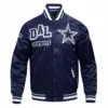 Dallas Cowboys Mashup Full-Snap Satin Navy Varsity Jacket