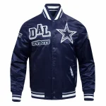 Dallas Cowboys Mashup Full-Snap Satin Navy Varsity Jacket