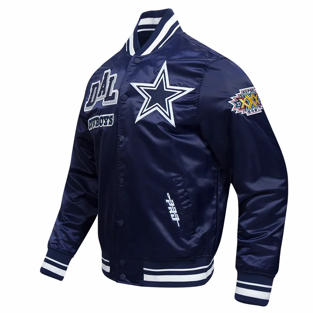 Alternative view of Dallas Cowboys Mashup Full-Snap Satin Navy Varsity Jacket