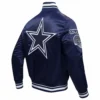 Dallas Cowboys Mashup Full-Snap Satin Navy Varsity Jacket - Image 3