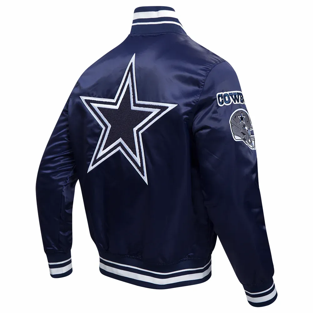 Dallas Cowboys Mashup Full-Snap Satin Navy Varsity Jacket - Image 3