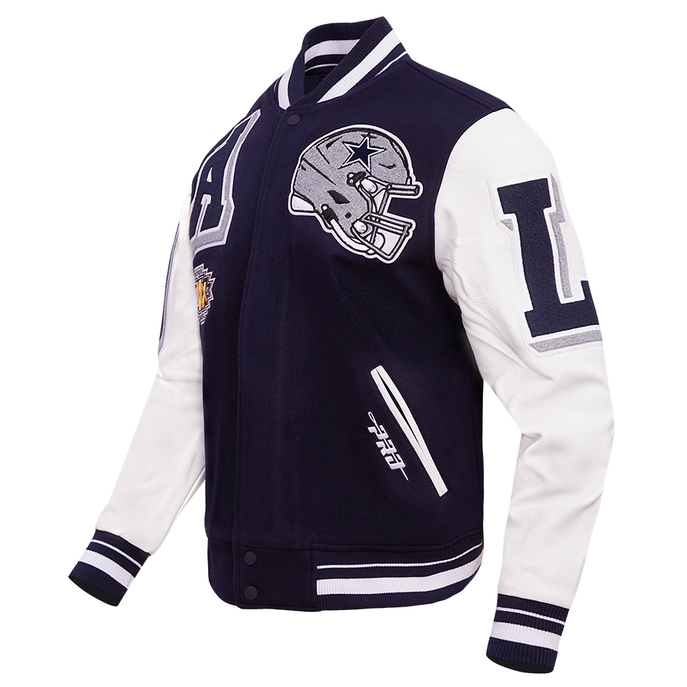 Alternative view of Dallas Cowboys Mashup Wool & Leather Navy/White Varsity Jacket