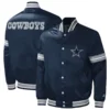 Dallas Cowboys Midfield Full-Snap Satin Navy Varsity Jacket - Image 3