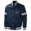 Dallas Cowboys Midfield Full-Snap Satin Navy Varsity Jacket